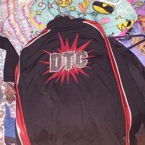 DTC cheer rebel jacket fits tight like spandex
